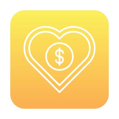 Dolar kalbi favori simgesi, vektör illüstrasyonu 