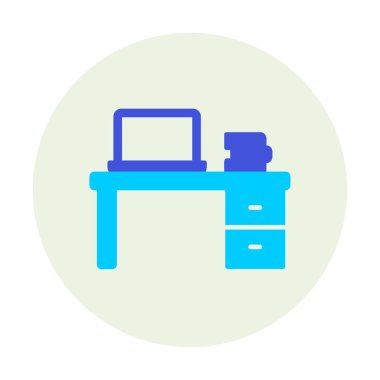 Ofis masa simgesinin vektör illüstrasyonu 