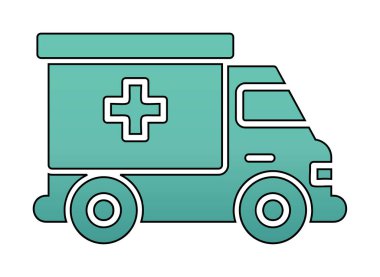 ambulans araba simgesi, renk vektörü çizimi