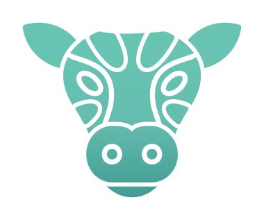 İnek başı simgesi vektörü beyaz arkaplanda izole edildi