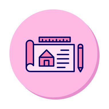 Basit Mimari Planı simgesi, vektör illüstrasyonu