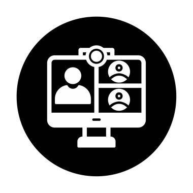 Basit çevrimiçi toplantı simgesi, vektör illüstrasyonu