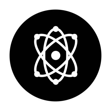 Moda düz biçimli atom simgesi, bilim simgesi vektör illüstrasyonu                     