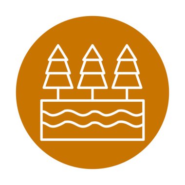 Nehir ve ağaçlar düz ikon vektör çizimi 