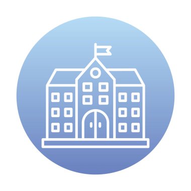 Üniversite binası ikonu. Düz renk tasarımı. vektör illüstrasyonu.                           