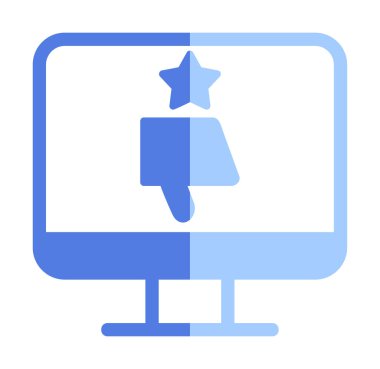 Kötü İnceleme simgesi, vektör illüstrasyonlu basit ekran