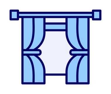 Tiyatro perdeleri simgesi, vektör illüstrasyonu 