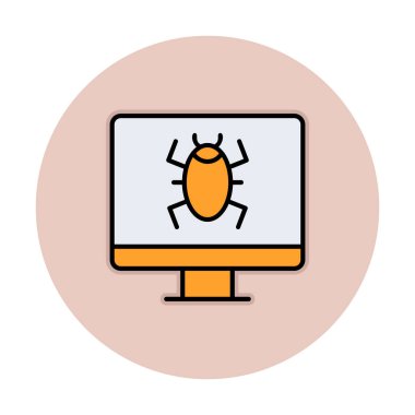 Basit Bilgisayar Virüsü simgesi, vektör illüstrasyonu