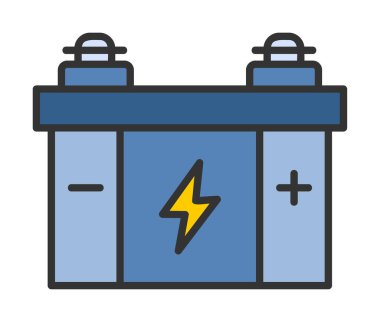 Basit düz araba akü ikonu vektör illüstrasyon tasarımı