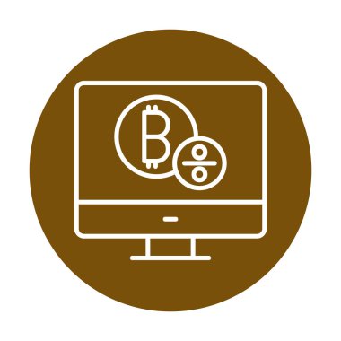 Bitcoin işaret vektör simgesi olan bilgisayar monitörü. Sembol, logo çizimi. Vektör grafikleri