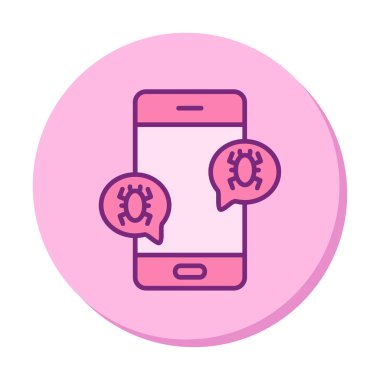 akıllı telefon virüslerle enfekte, vektör illüstrasyonu basit tasarım