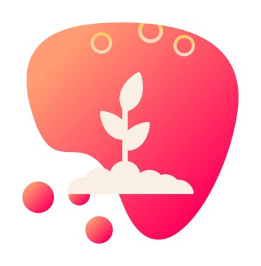 Yer simgesinde büyüyen bitki, vektör illüstrasyonu 