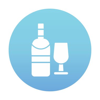 şarap şişe ve cam kutsal kişilerin resmi, vektör çizim  