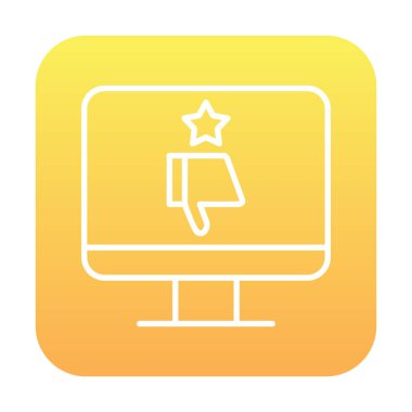 Kötü İnceleme simgesi, vektör illüstrasyonlu basit ekran