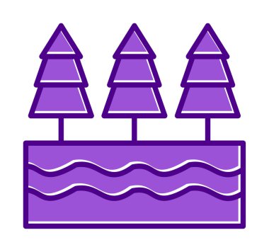 Nehir ve ağaçlar düz ikon vektör çizimi 