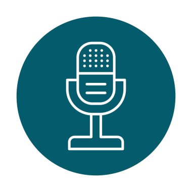 mikrofon simgesi uzun mavi arkaplanda izole edildi.