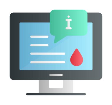 Bilgi simgesi vektör illüstrasyonlu bilgisayar ekranı