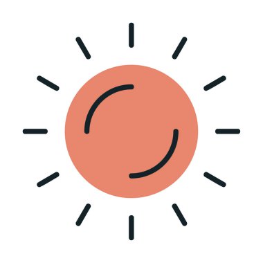 Güneş düz simge vektör çizim