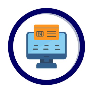 Basit Çevrimiçi Ödeme simgesi, vektör illüstrasyonu