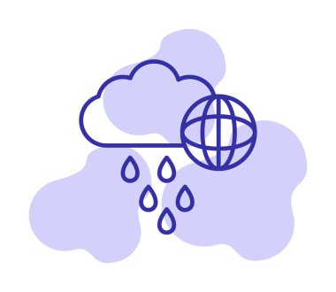 Dünya yağmurlu bir gün. Web simgesi basit tasarım
