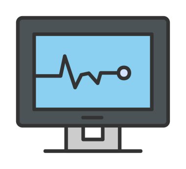 Basit kardiyogram simgesi, vektör illüstrasyonu