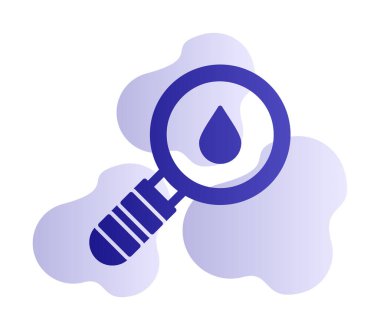 Loupe ikonu. Büyüteçteki su damlasının vektör çizimi