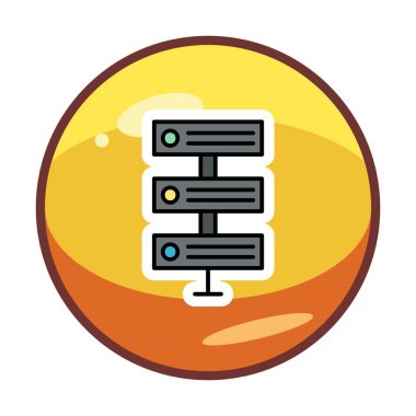 Ağ sunucu simgesinin vektör illüstrasyonu. Veritabanı basit simgesi 