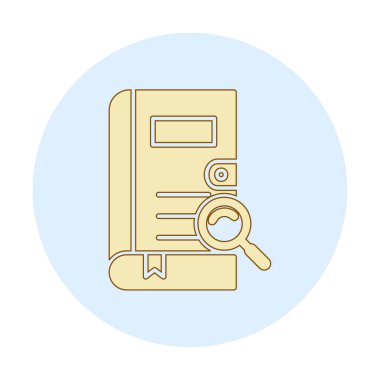 Büyüteç vektör çizimi olan bir kitap. Arama Kitabı kavramı                  