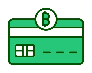 Bitcoin cüzdan simgesi, bitcoin simgesi olan kredi kartı, vektör illüstrasyonu 