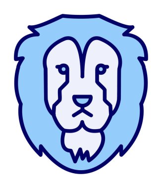 Aslan başı düz simgesi, vektör illüstrasyonu
