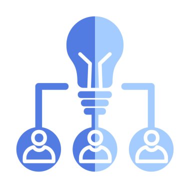 Takım Fikri, ampul ve iş dünyası ikonu, vektör illüstrasyonu