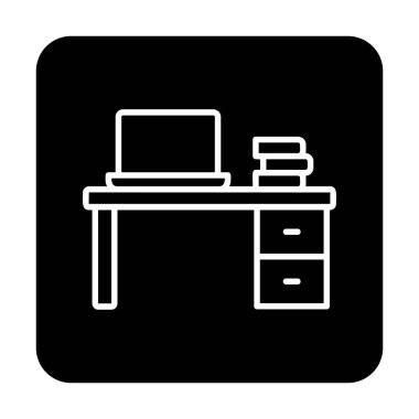 Ofis masa simgesinin vektör illüstrasyonu 