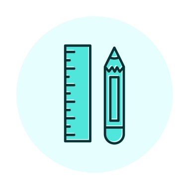 Kalem ve cetveli satırı simgesi, vektör çizim