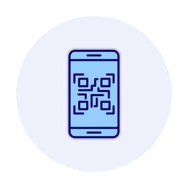 Akıllı Telefon Ekran Web simgesi Qr Kodu, vektör illüstrasyonu 
