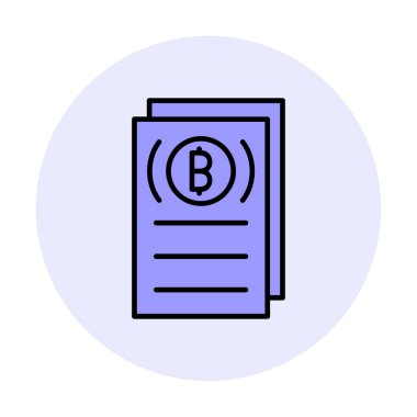 Belgeler ve bitcoin simgesinin vektör illüstrasyonu 