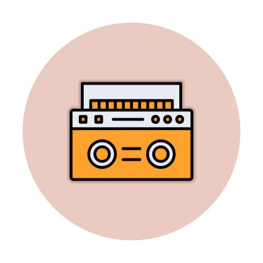  Boombox düz simgesi, vektör çizimi