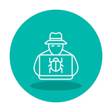 Basit Bilgisayar Hacker simgesi, vektör illüstrasyonu