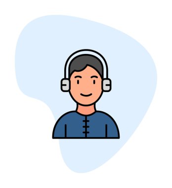 DJ avatar web simgesi, vektör illüstrasyonu 