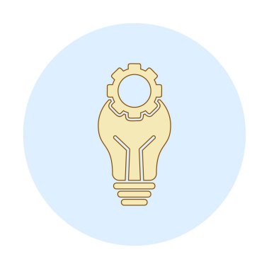 Cogwheel simgesi, vektör illüstrasyonlu ampul 