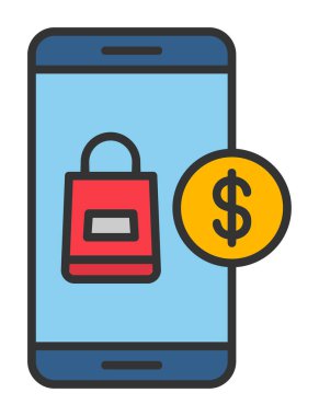 mobil bankacılık ve dolar simge vektörü 