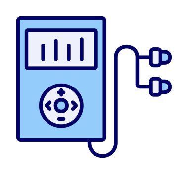 Kulaklık simgesi, vektör illüstrasyonlu Mp3 oynatıcı