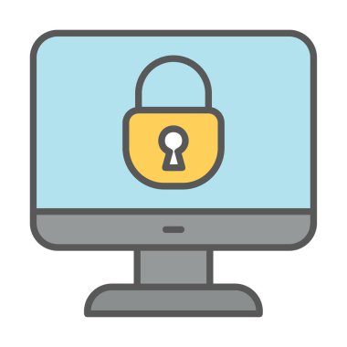 Basit Bilgisayar monitörü Ekran simgesi, vektör illüstrasyonunu kilitle