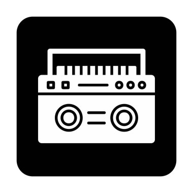  Boombox düz simgesi, vektör çizimi