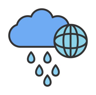 Dünya yağmurlu bir gün. Web simgesi basit tasarım