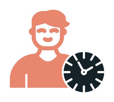 Saat simgesi olan kişi, vektör çizim tasarımı. Zaman Yönetimi                       