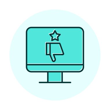 Kötü İnceleme simgesi, vektör illüstrasyonlu basit ekran