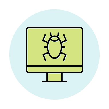 Basit Bilgisayar Virüsü simgesi, vektör illüstrasyonu