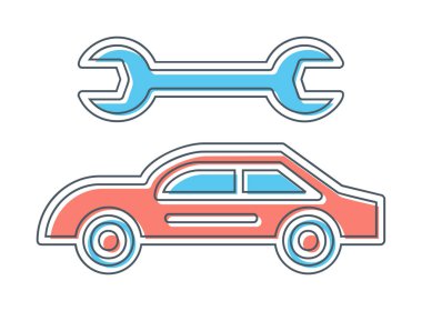 düz basit araba ikon vektör çizimi