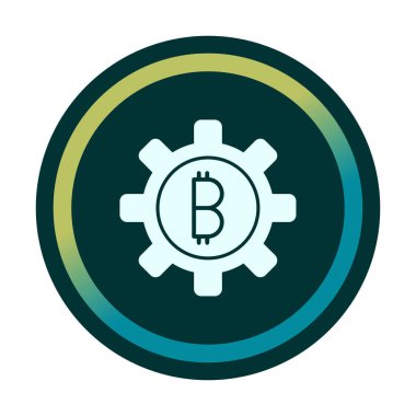 Bitcoin dişli çizgisi simgesi, vektör illüstrasyonu 