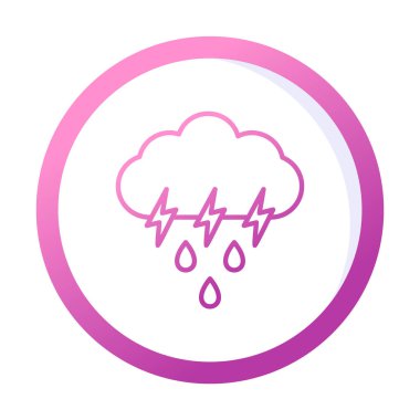 Gök gürültülü yağmurlu bulut sembolü, hava durumu ikonu, vektör illüstrasyonu 